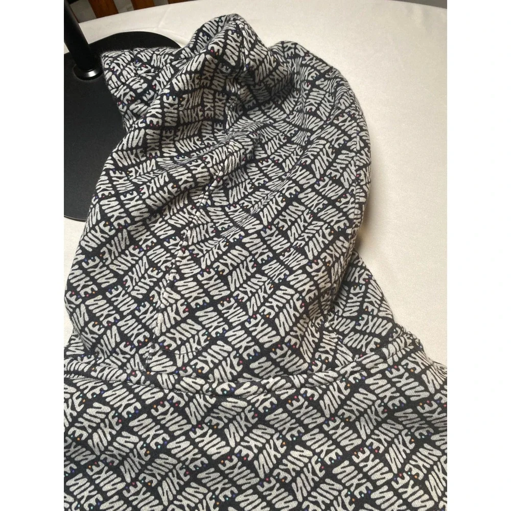 Nike Mens Sportswear Club Fleece All Over Print Hoodie Black White DM6911-010 L